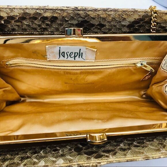 Vintage 1960’s Morris Moskowitz Genuine Reptile Gold Chain Purse Clutch - Picture 5 of 12
